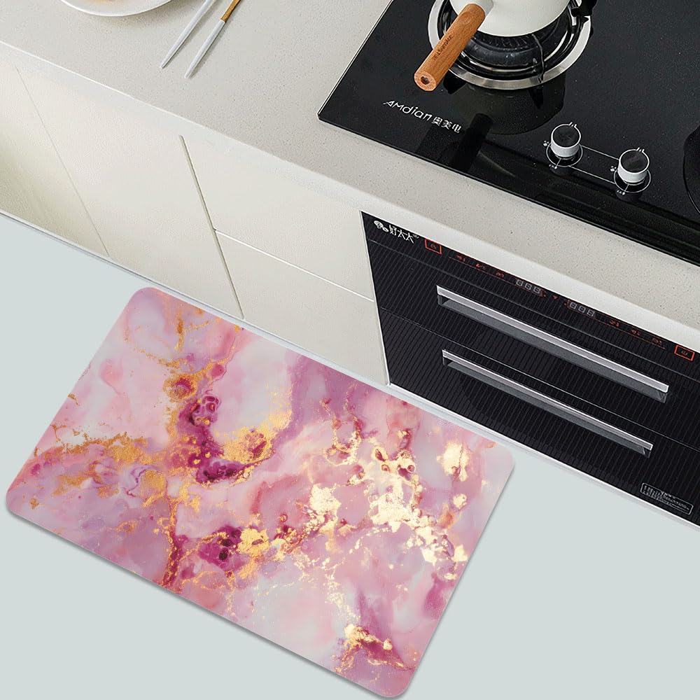 Bath Mat Bathroom Rug (Sofe Pink Gold Marble / 20 x 31 inches)