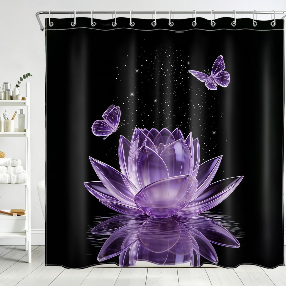 Purple Water Lily Shower Curtain for Bathroom (Purple / 72"W x 78"L (Pack of 1))