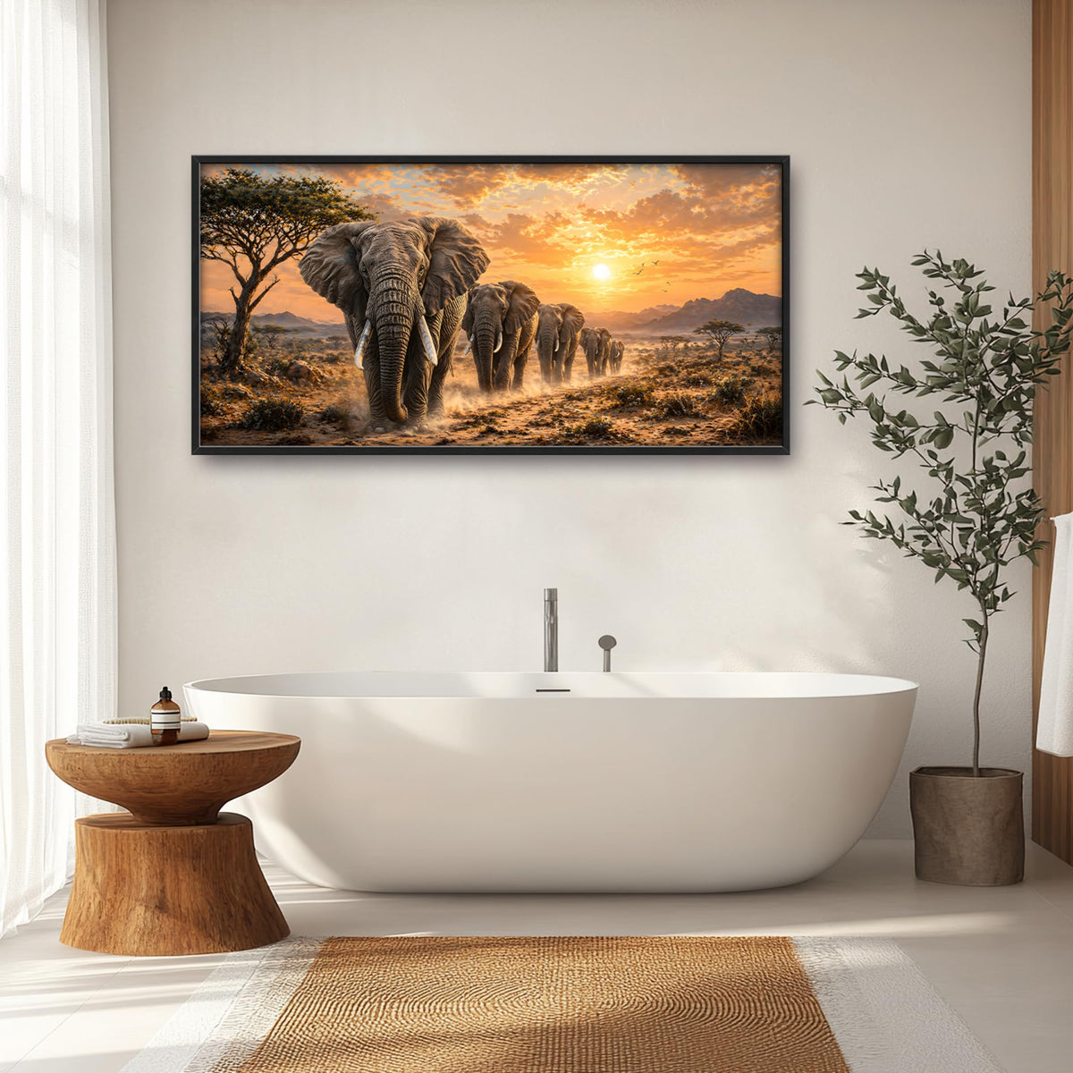 African Elephant Herd Large Wall Art (elephant / 60"L x 30"W)