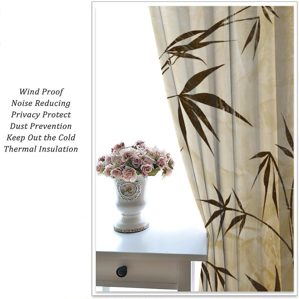 Vintage Bamboo Blackout Curtains for Kitchen Asian Japanese Rural Old Zen Bamboo Plant Landscape Window Treatments Print for Boys Girls Bedroom Living Room 42x54in (21"W x 54"L (Pack of 2) / Zen-14)