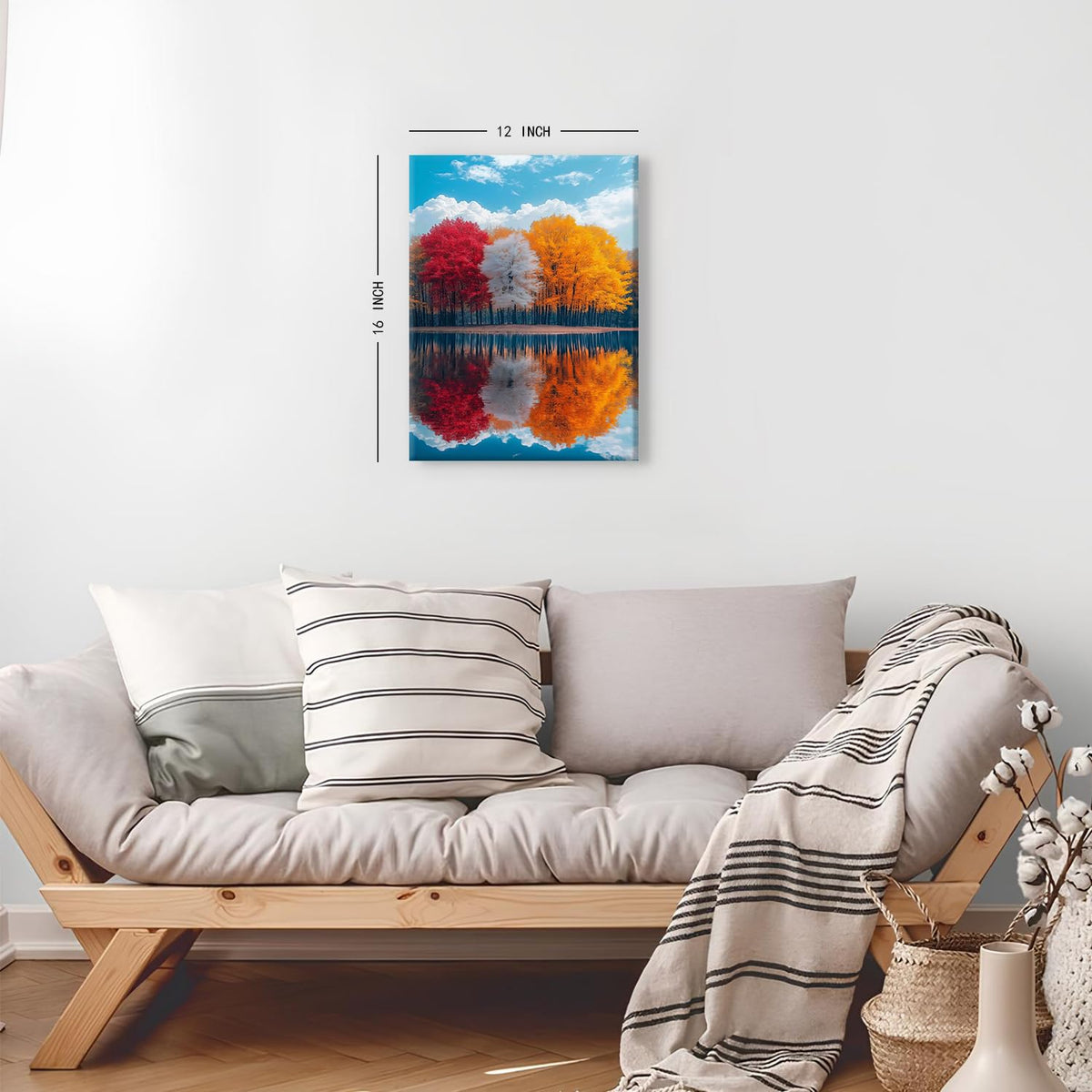 Nature Lake Wall Art for Office Autumn Forest Landscape Pictures Wall Decor Colorful Tree Scenery Painting Canvas Prints Modern Poster Artwork for Living Room Bedroom Bathroom Decoration 12x16" (12"L x 16"W / Fall10)