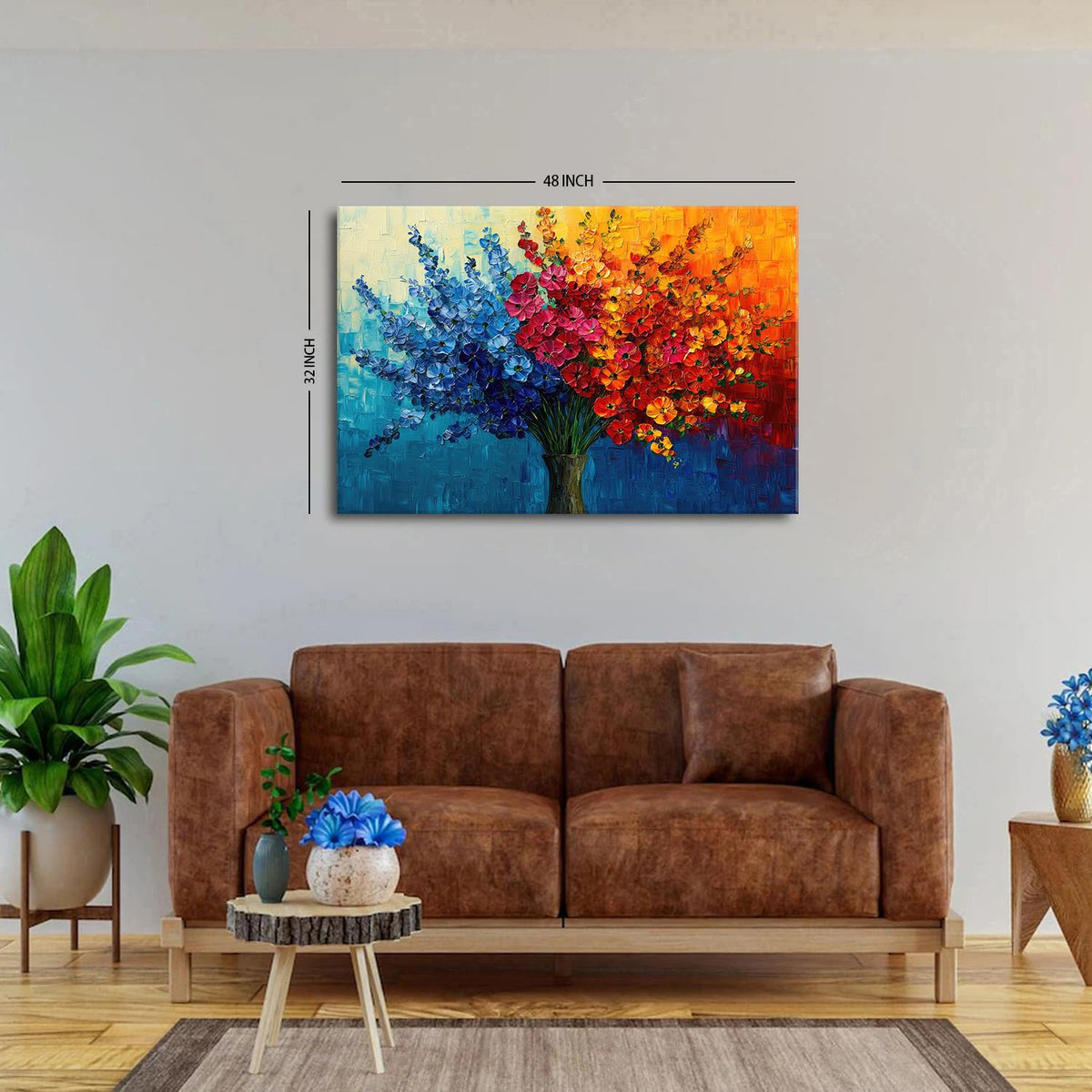 Large Colorful Wildflower Canvas Art Bedroom Daisy Poppy Picture Living Room Wall Decor Abstract Nature Plant Wall Art Bouquet Flower Painting Watercolor Floral Poster Artwork Home Decorations 32x48” (48"L x 32"W / Abstract Bouquet)