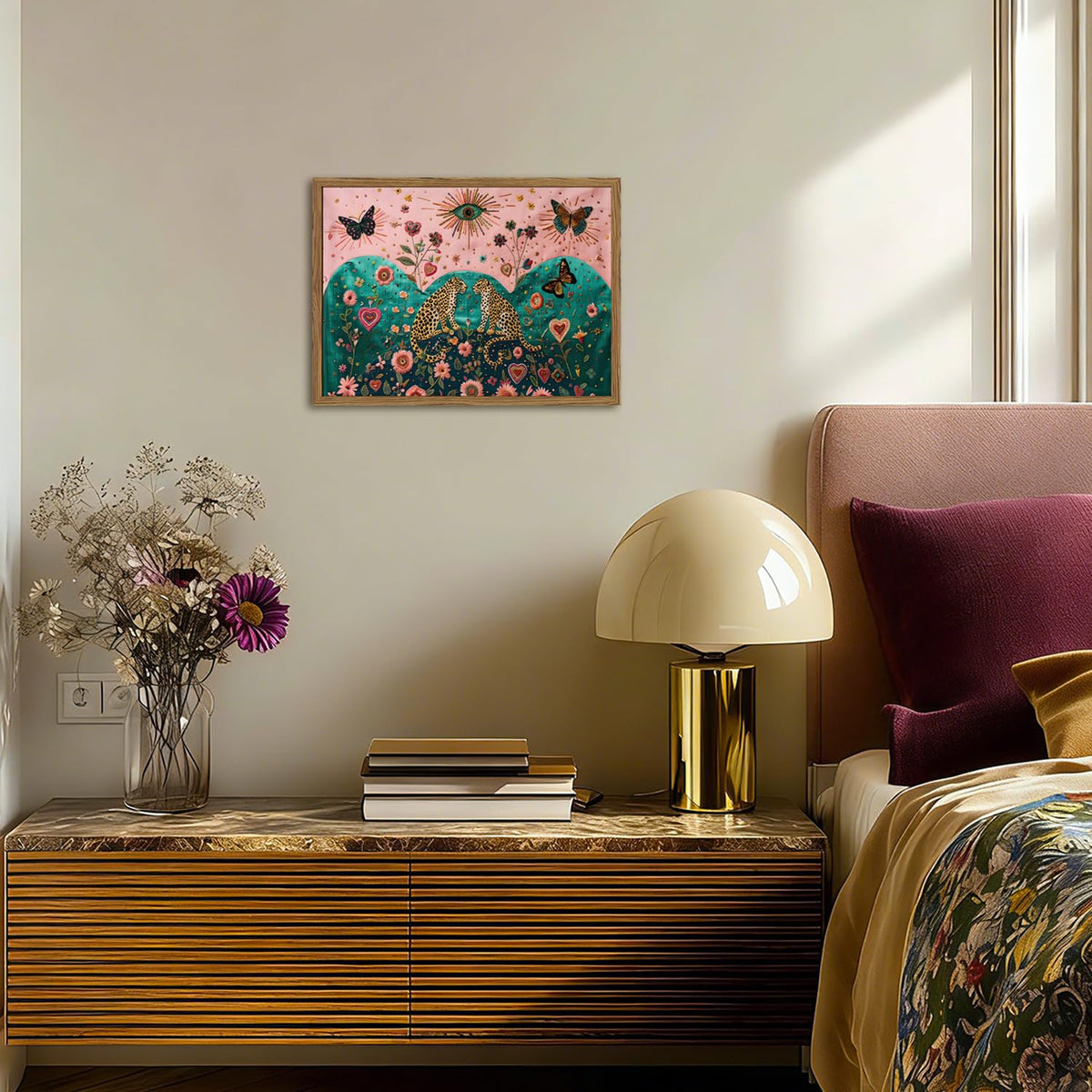 Vintage Leopard Wall Art Mystical Cheetah Wall Decor Painting (Animal-D / 16"L x 12"W)