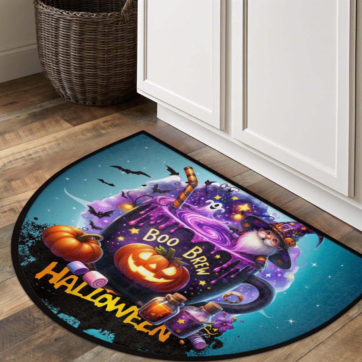 Half Round Door Mat Halloween Potion Goblin Pumpkin Non (F 07)