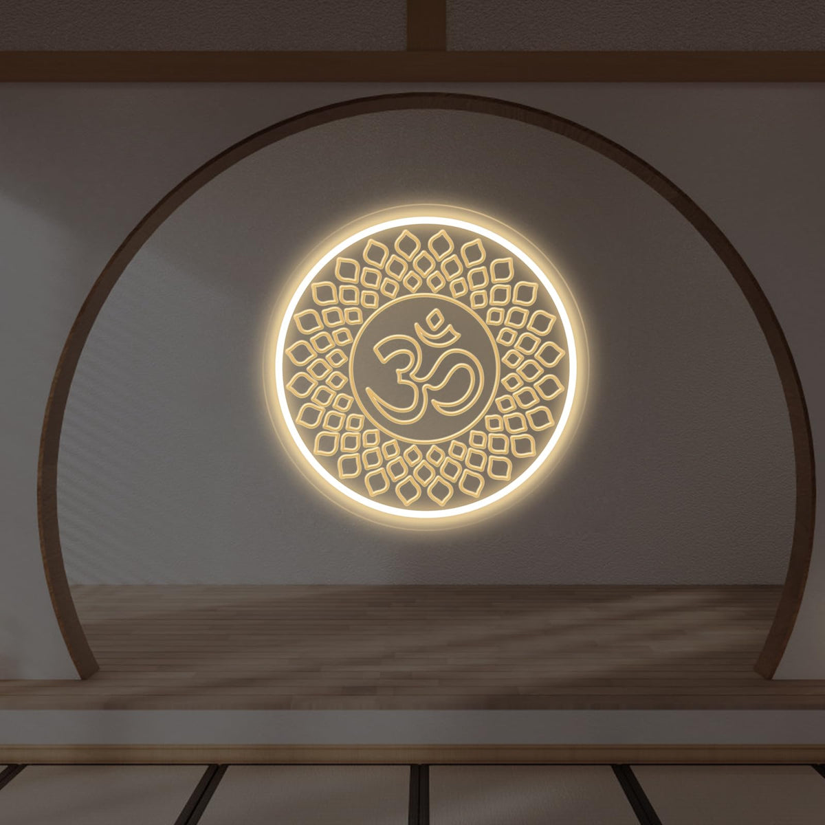 Om Symbol Mandala Neon Sign (Om-Warm White)