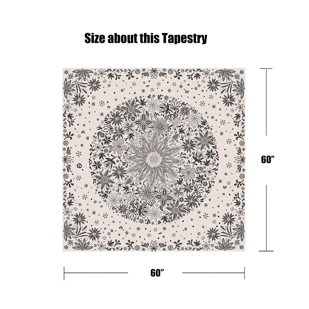 Bohemian Tapestry Wall Hanging (Bohemian / White / 60"L x 60"W)