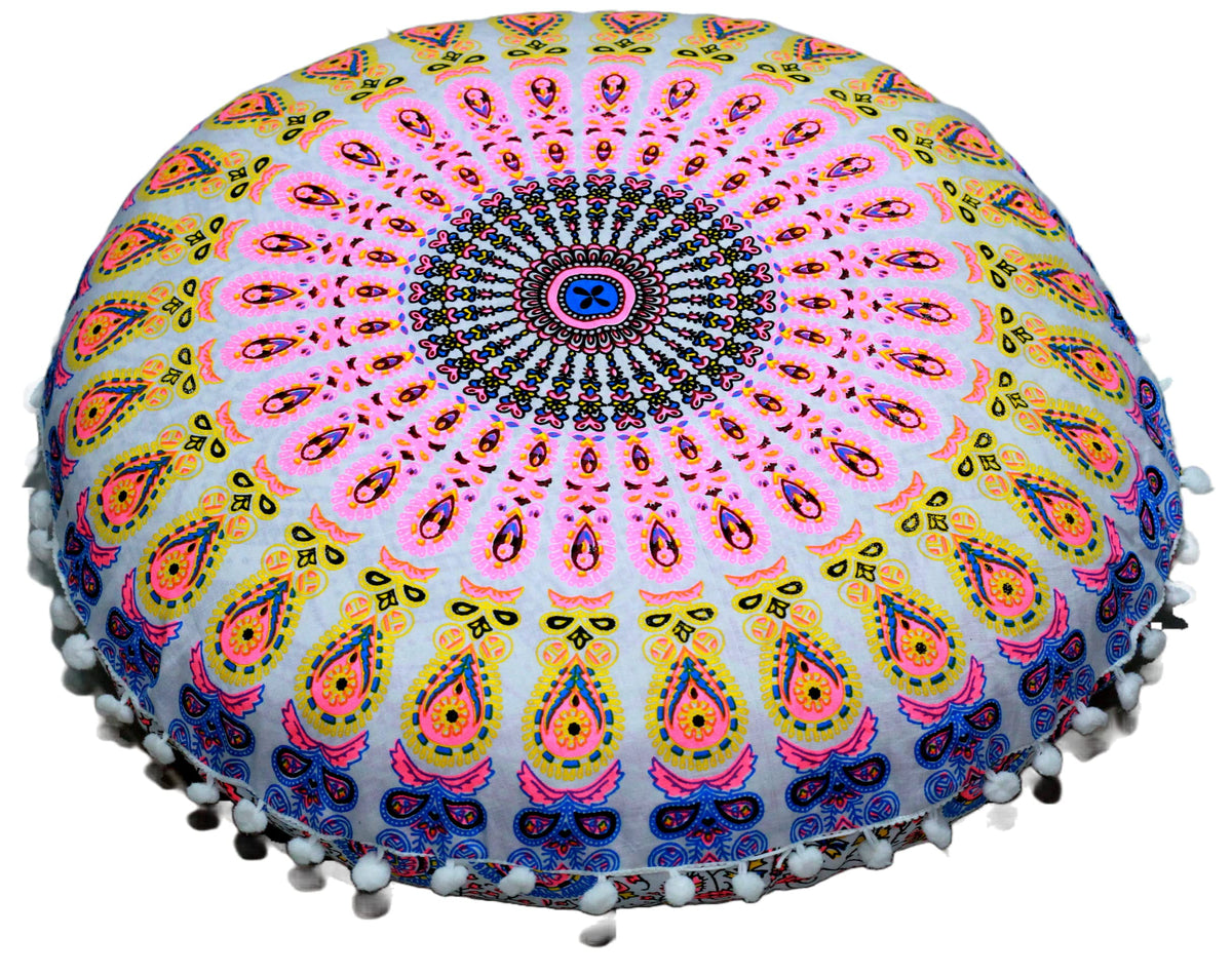 Floor Pillow Cover (Pink Yellow)