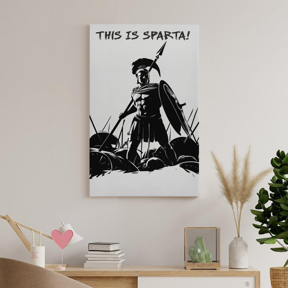This Is Sparta Warrior Silhouette Canvas Printing Wall Art Prints Wall Decor Posters Monochrome Minimalist Greek Soldier Living Room Bedroom Office Gym Aesthetic 24x36inch (style-6 / 24x36inch(60x90cm) Unframe)