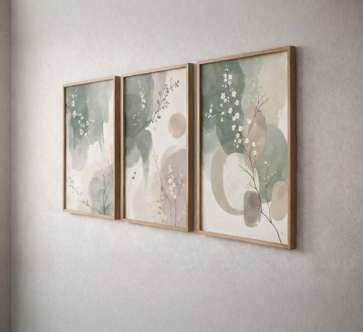 3 Piece Watercolor Botanical Canvas Wall Art Sage Green Beige Prints Painting Picture Wall Decor Modern Zen Floral Poster Print Artwork for Dining Bedroom Living Room Office Home Decoration (poster / 16"L x 12"W)