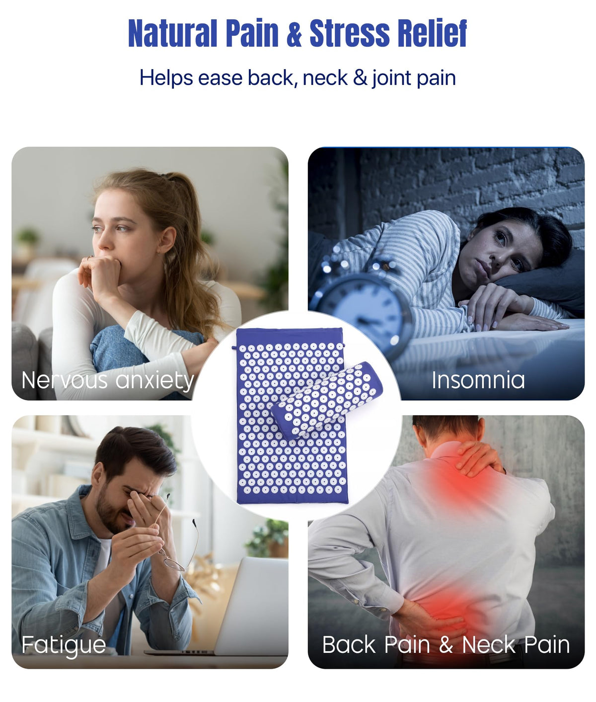Acupressure Mat And Pillow Set (Blue)