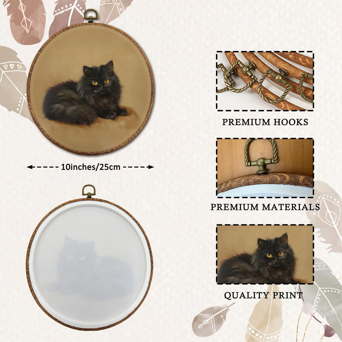 Vintage Black Cat Round Wall Art (07Child)