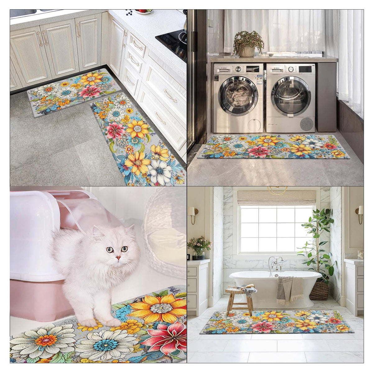 Anti Fatigue Kitchen Rug Set of 2 (Mandala Kitchen Mat)
