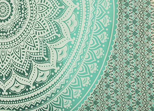 Tapestry Wall Hanging Hippie Ombre Mandala Bohemian Hippy Intricate Indian Tapestries Bedspread 84 x 90 Inches (90.6"L x 84.7"W / Grey Geen)