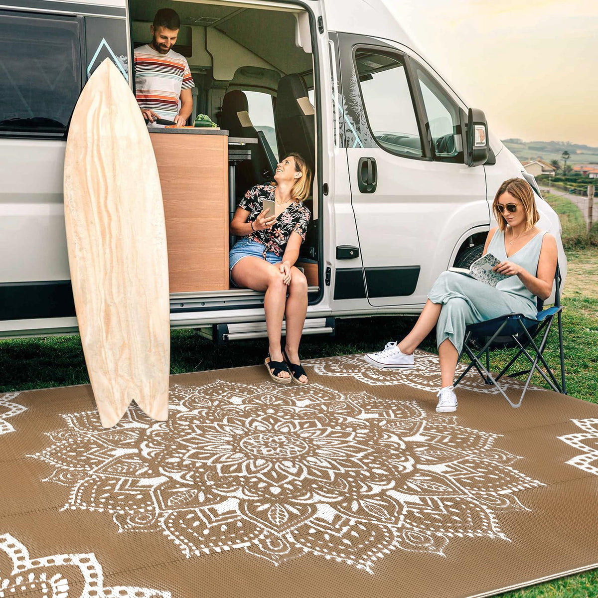 Waterproof Outdoor Rug 5x8 ft (5' x8' / Brown)