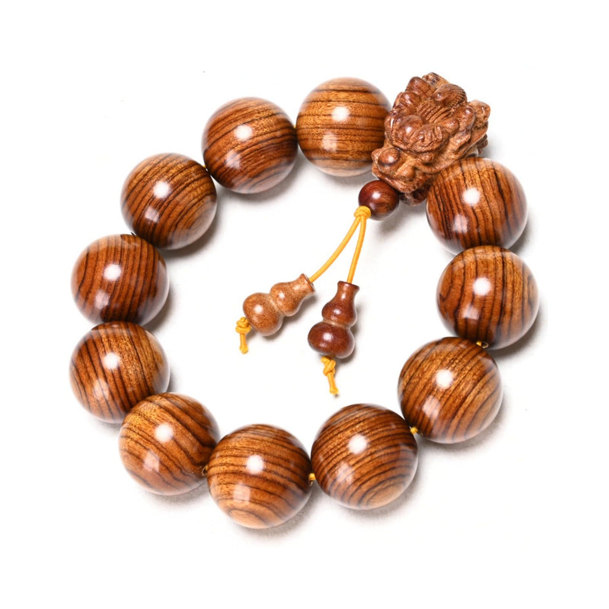 Natural Wooden Bracelet Adult Spring Bracelet Bead Dia. 0.8 inch 12 Beads 1pc (WishesEngrave)