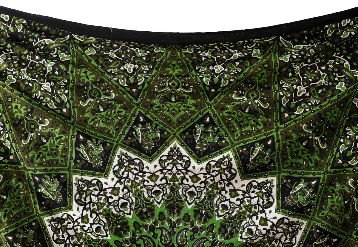 Tapestry Wall Hanging Hippie Mandala Bohemian Hippy Psychedelic Design Indian Tapestries Bedspread 84 x 90 Inches (90"L x 84"W / Green)