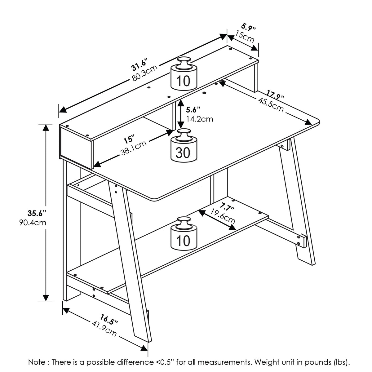 Simplistic A Frame Computer Desk (White / 32 inches)