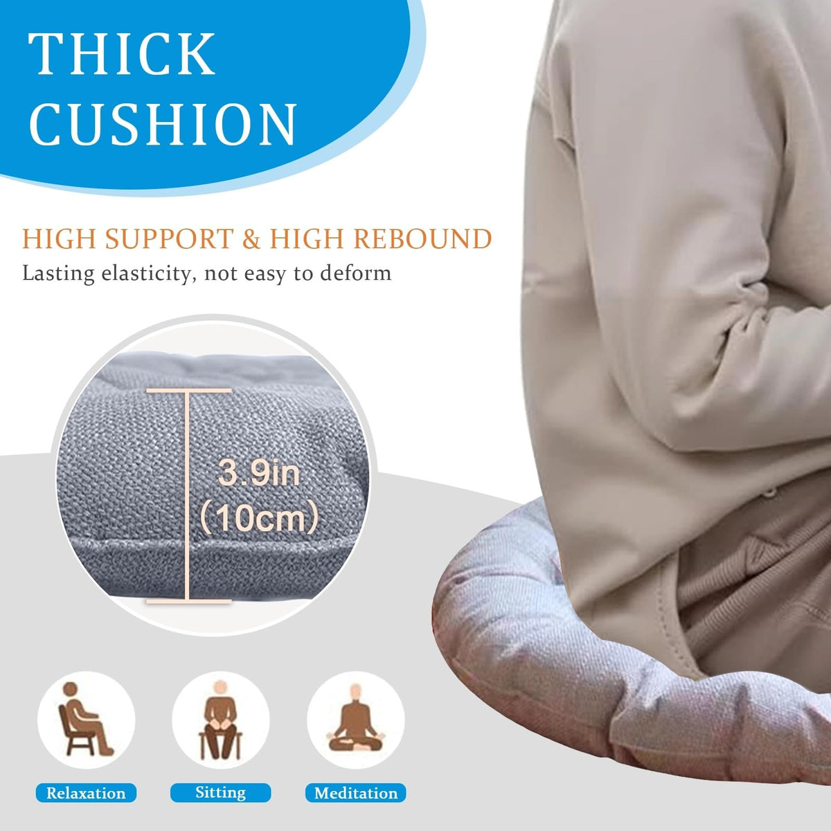 Large Linen Floor Cushions 26inch (26inch / Beige)