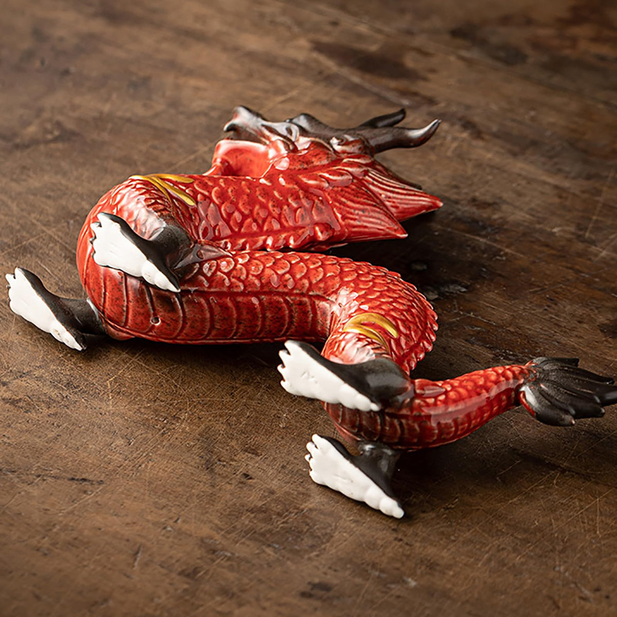 Feng Shui Ceramic Dragon Figurine (Red)