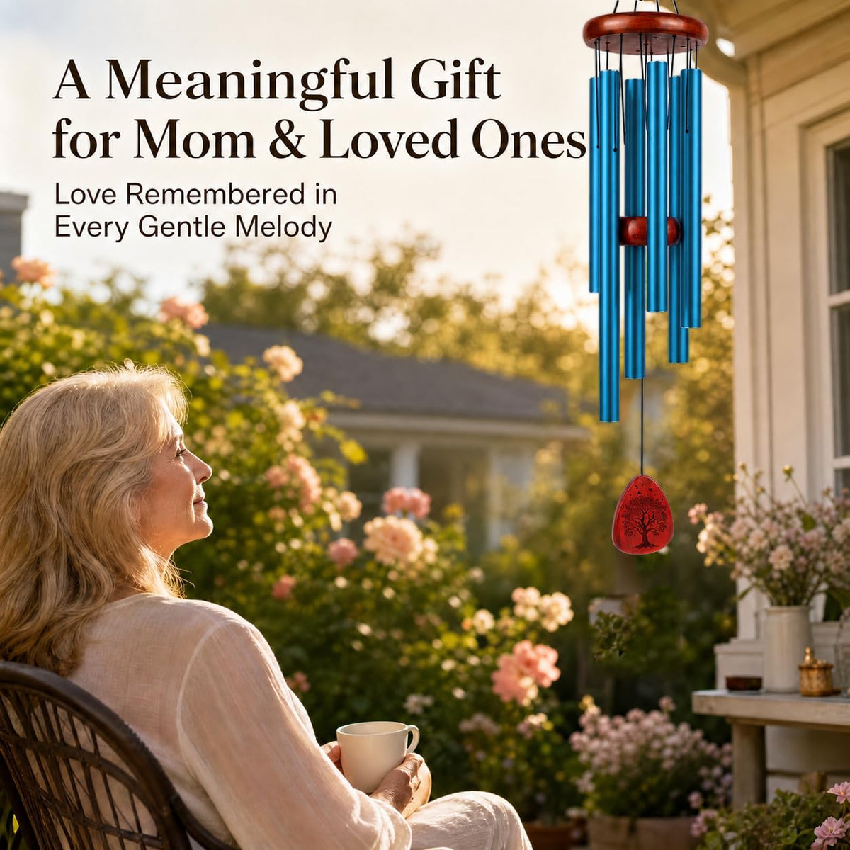 37" Large Wind Chimes for Outside (Blue)