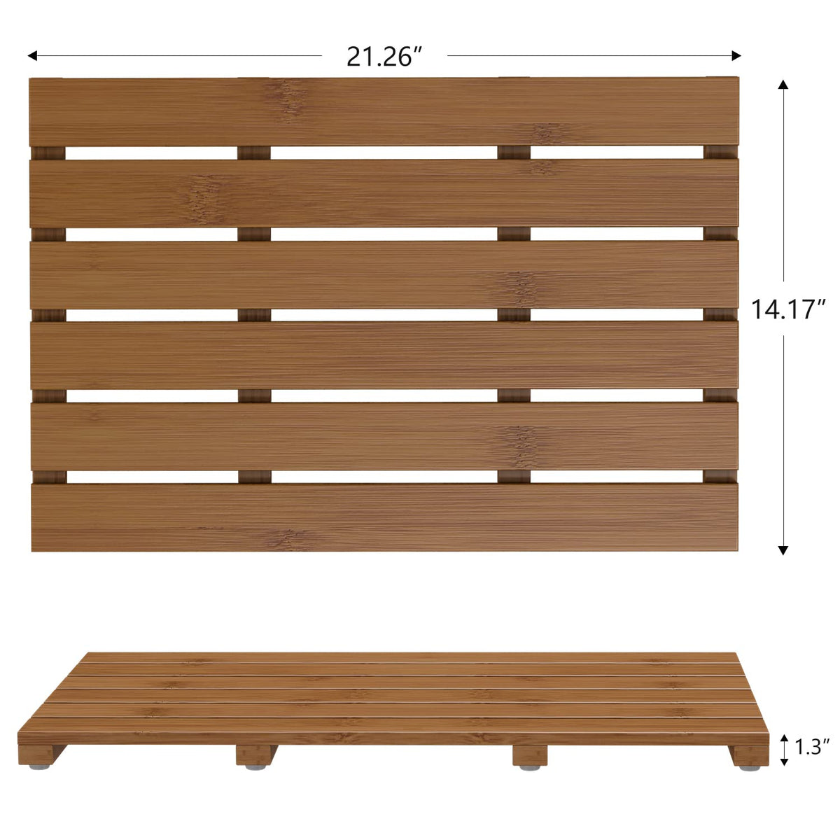 Wooden Bamboo Bath Shower Mat (Walnut / 21.3" x 14.2" (Rectangular))