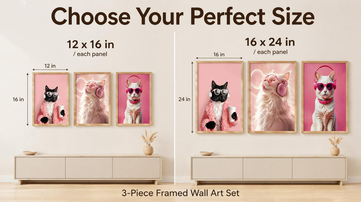 3 Pcs Funny Cat Canvas Cat Headphones Wall Art Funny Black Cat Canvas Prints Pictures Cute Animal Poster Prints for Girls Room Dorm Apartment Home Home Decoration 16x24 in Unframed (poster / 16x24in)