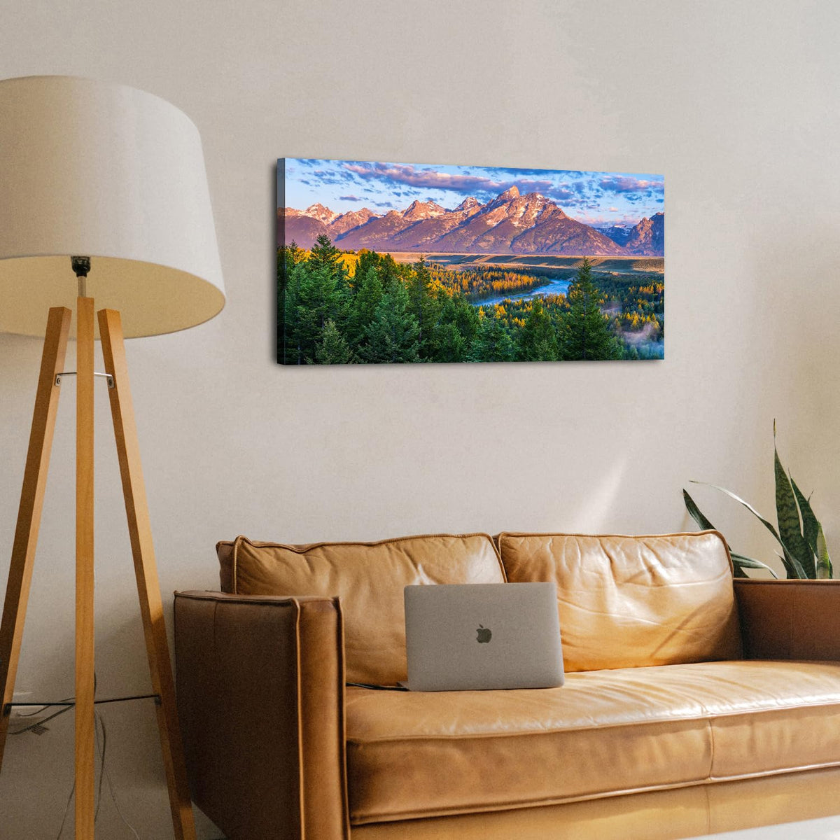 Grand Teton Mountain Wall Art Sunset Nature National Park Posters Oxbow Bend Snake River Landscape Wall Decor Wyoming Scenery Painting Artwork for Living Room Office Home Decoration 20x40 (40"L x 20"W / Grand Teton01)