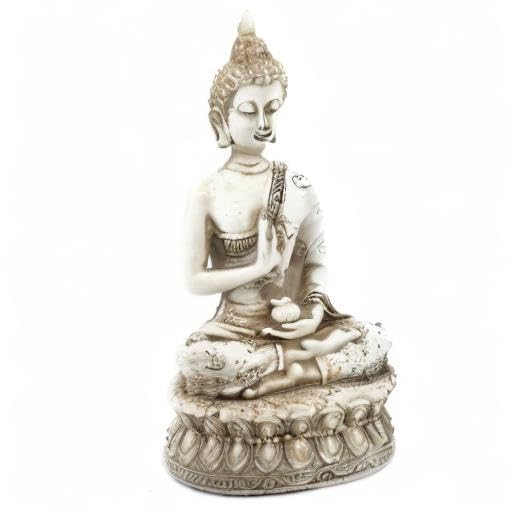 Thai Sitting Buddha Statue for Home Decor Ivory 6.7 " (White)