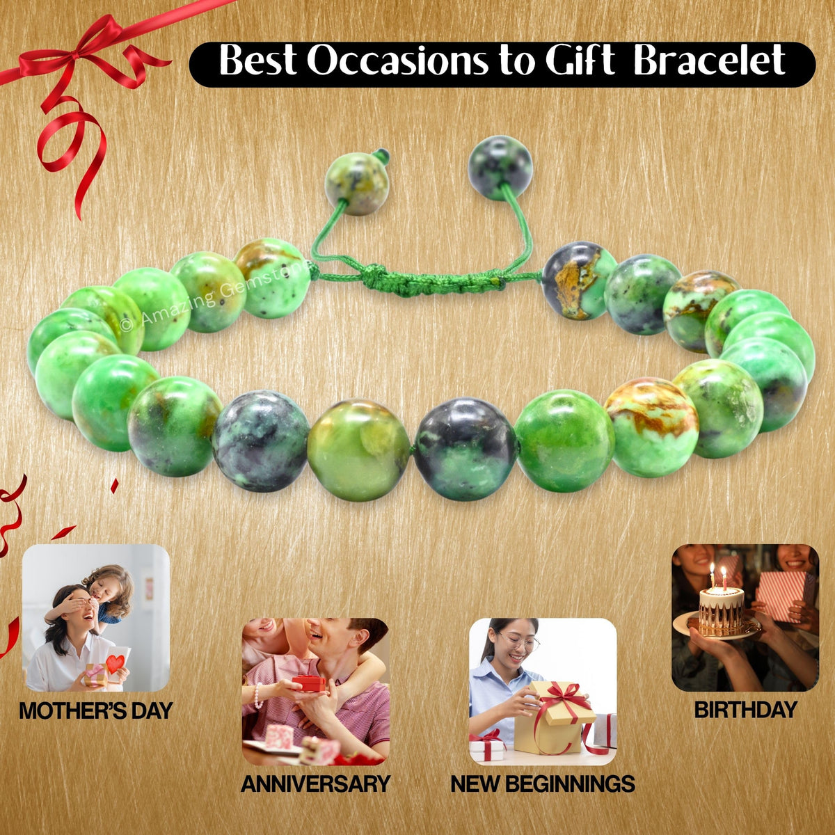 Variscite Bracelet for Women Men's Gifts (Variscite)