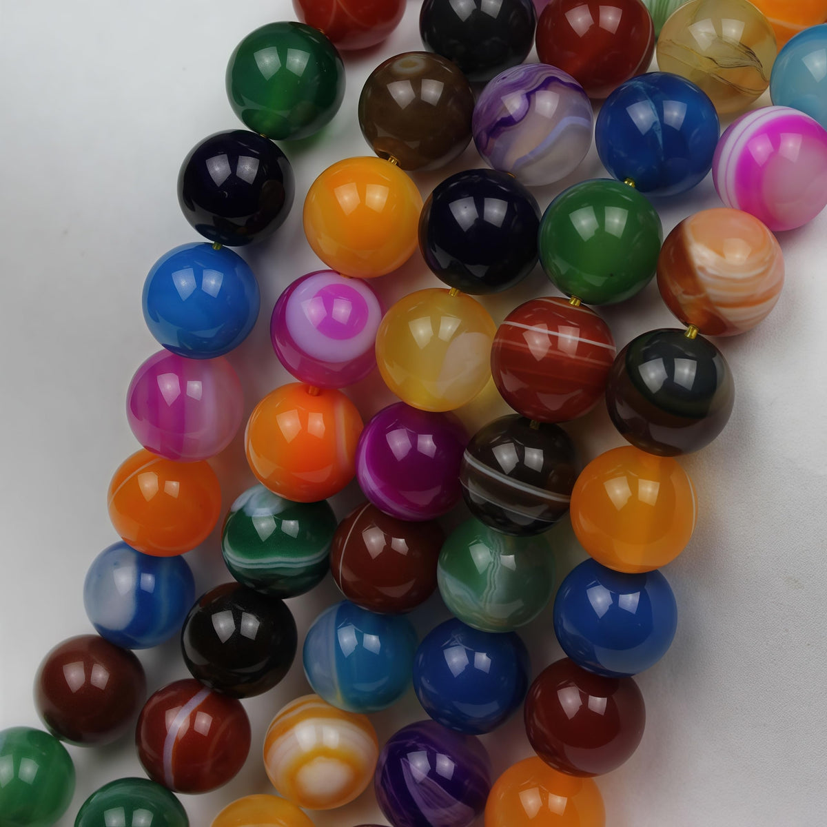 Natural Multicolor Stripe Agate Beads Round Loose Beads for Jewelry Making DIY Bracelet Necklace (Multicolor Stripe Agate / 12mm)