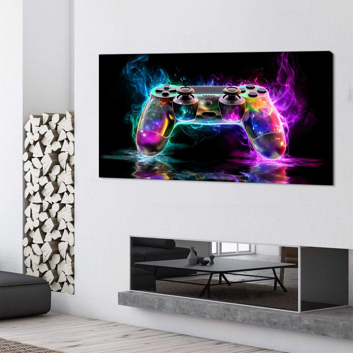 Gamepad Canvas Wall Art Teen Boys Playroom Picture Gamer Themed Wall Decor Colorful Game Painting Accessories Cool Pop Poster Prints Cyberpunk Artwork Gamers Bedroom Living Room Home Decoration 24x48” (48"L x 24"W / Game)