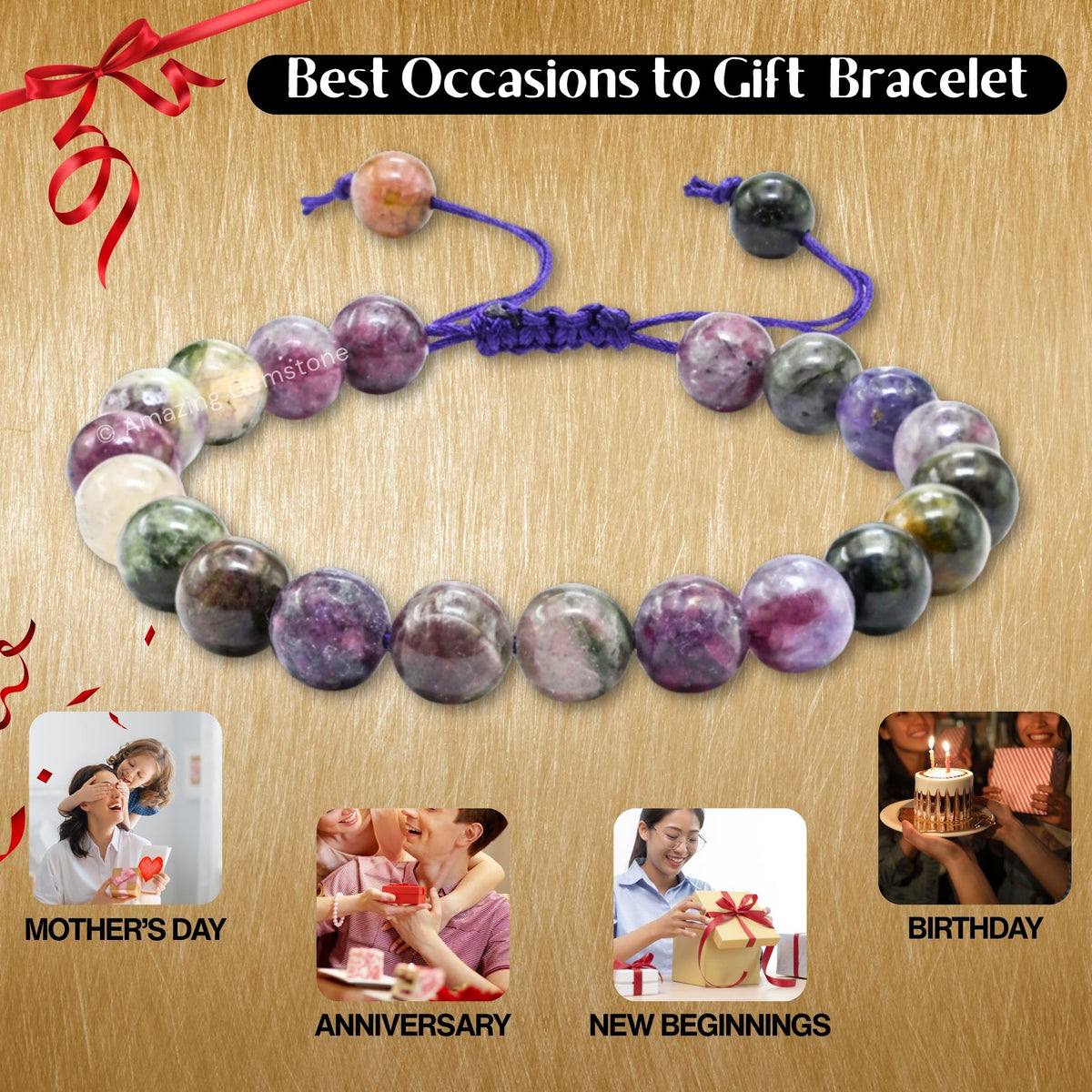 Multi Tourmaline Bracelet for Women Men's Gifts (Multi Tourmaline)