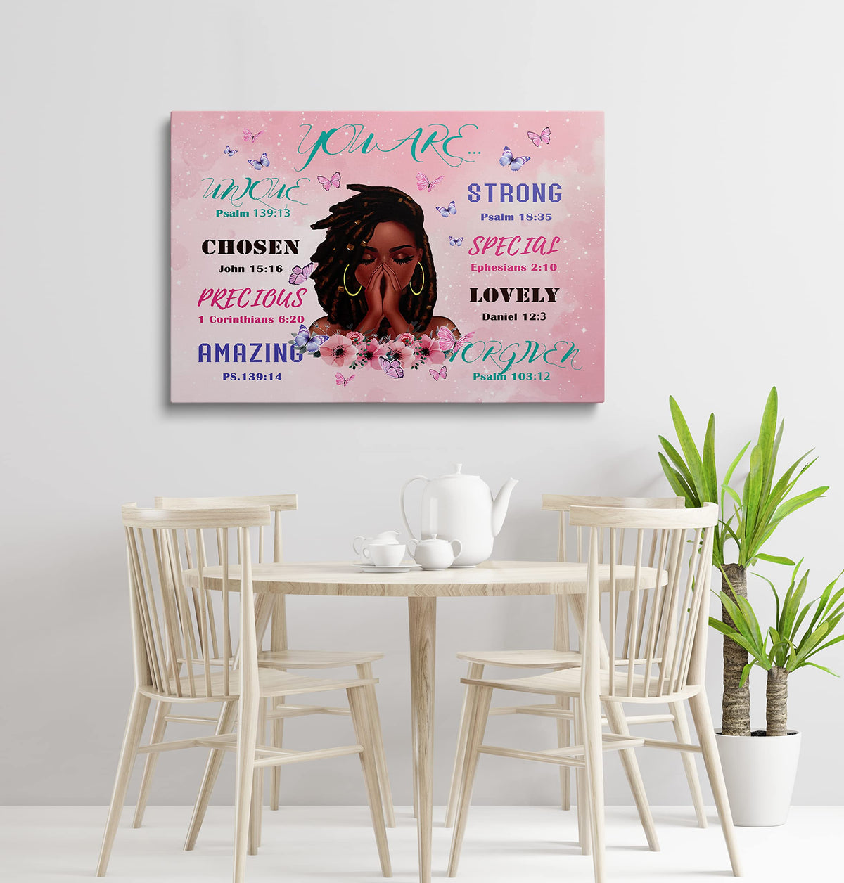 Framed Bible Verse Canvas Wall Art Girl Prayer Butterfly Decor 16x24 Inches (Inspirational Girl / 24"L x 16"W)