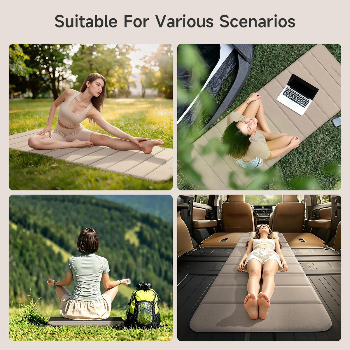 12F Foldable Yoga Mat 192 * 67 * 1 (Milk coffee+Black)