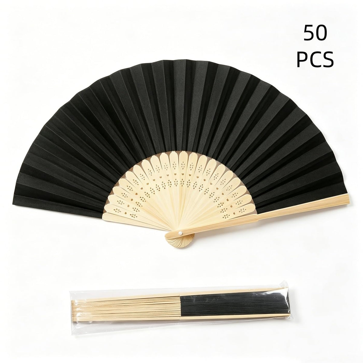 Paper Hand Fans (Black-50)