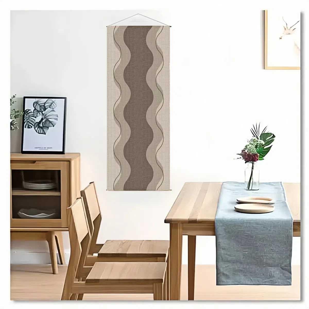 Japanese Tapestry Wall Art Good Fortune Feng Shui Lucky Symbols W15.7xH47.2" (Vertical wave)
