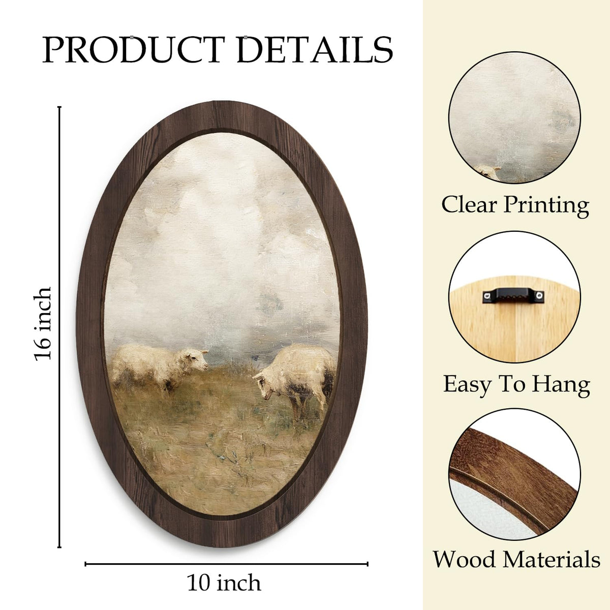 Cottagecore Sheep Framed Wall Art Decor (sheep)