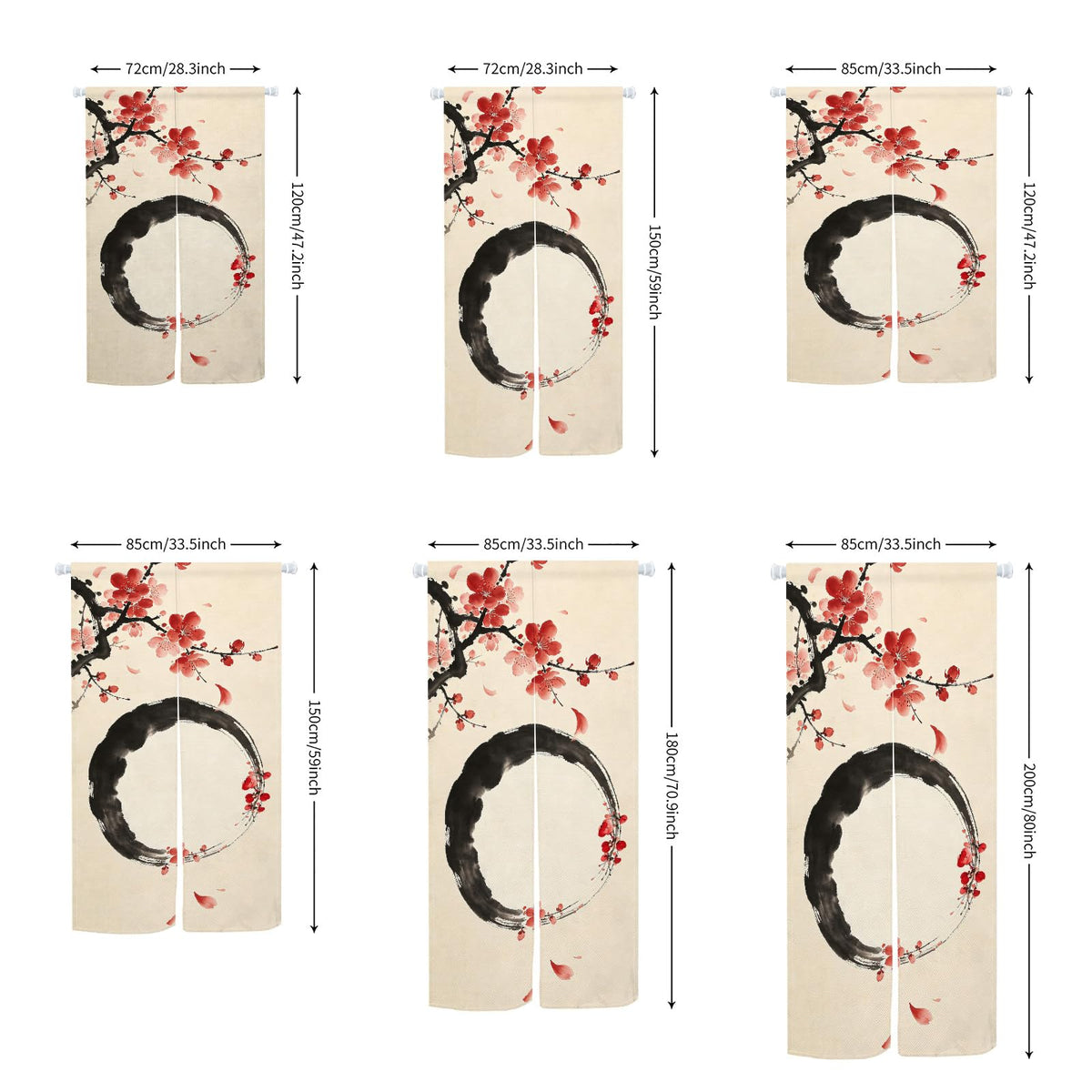 Japanese Noren Curtain for Doorway (Red Black / 33.5"W x 59"L (Pack of 1))