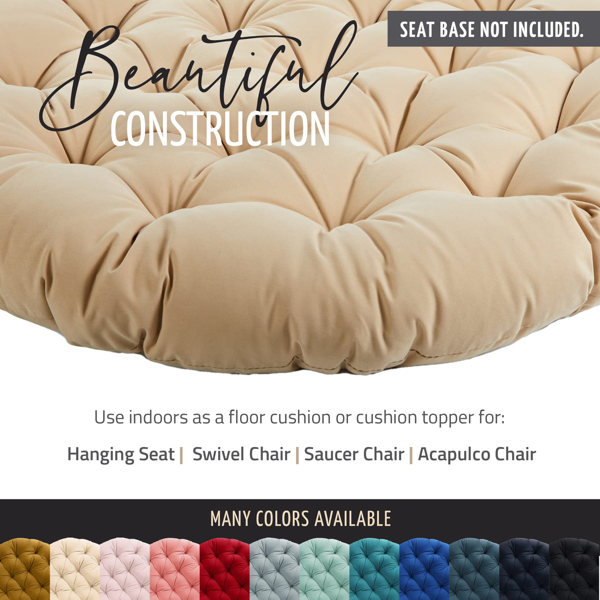 Tufted Papasan Cushion (Sage / 44 in x 44 in x 4 in)