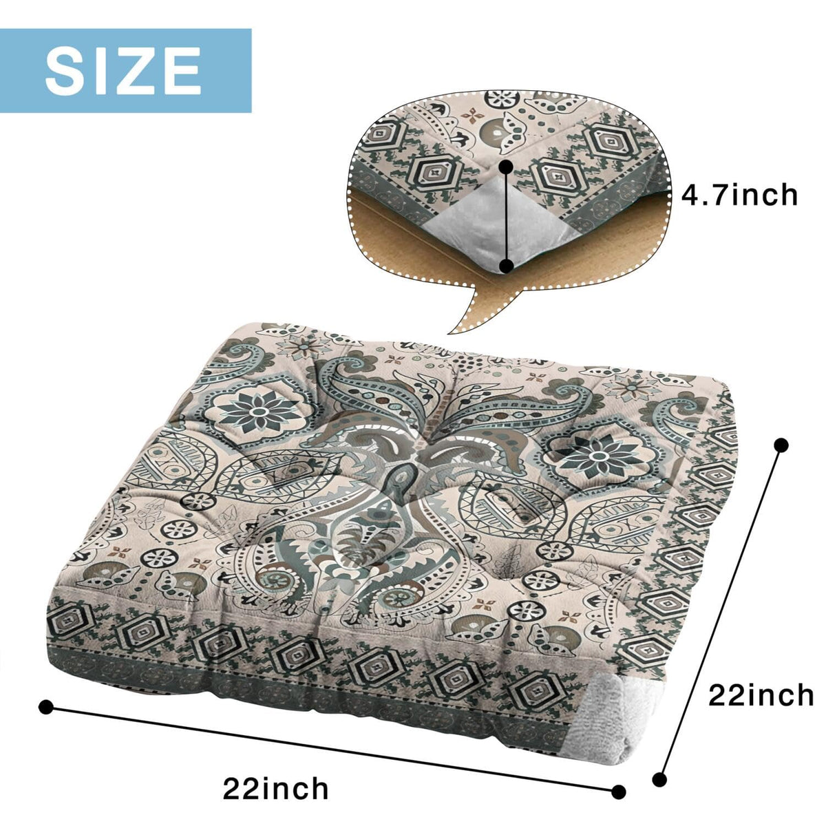Meditation Cushion (Indian Floral / Square)