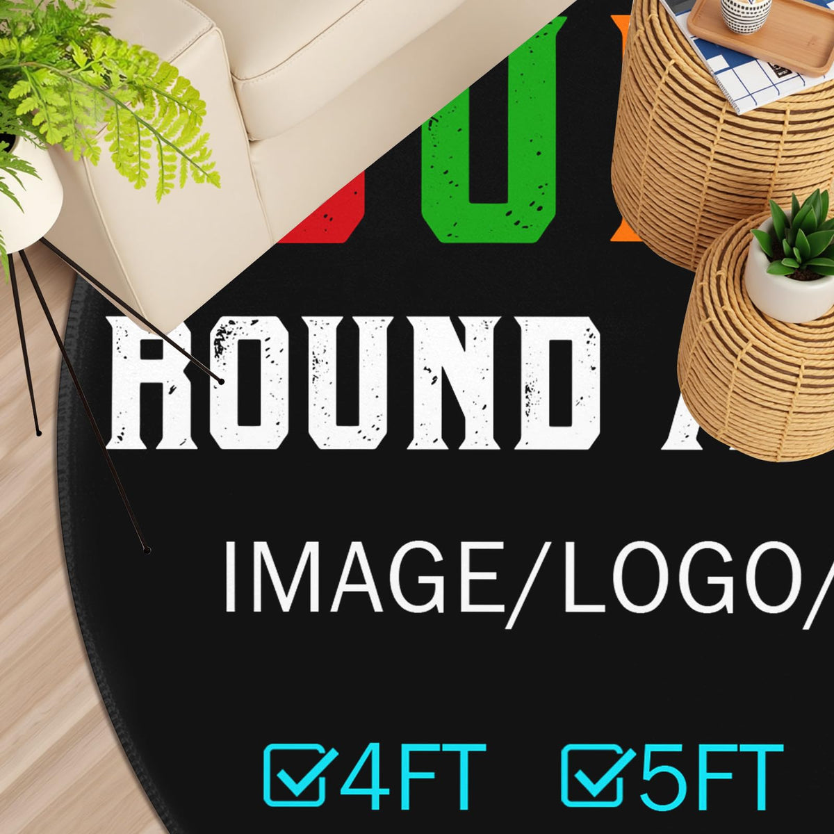Custom Round Area Rug 4ft (A-custom / 4' (Round))