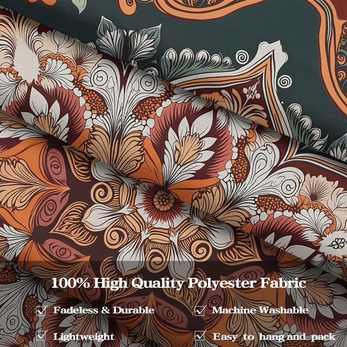 Vintage Mandala Tapestry Wall Hanging Boho Floral Tapestry Aesthetic Bohemian Flower Hippie Retro Indian Cute Large Tapestries for Bedroom Living Room Dorm Wall Decor 80 x 60 Inch (Bohemian / Dark Red Green / 80"L x 60"W)