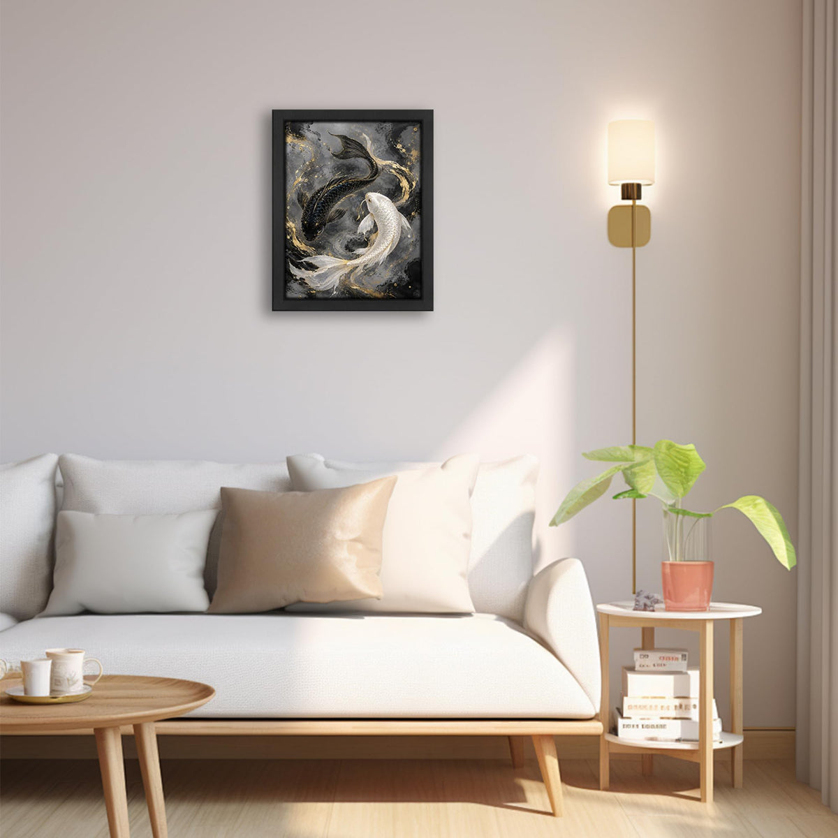 Japanese Koi Fish Decor Wall Art (Wall Art Framed 50 / 16"L x 12"W)