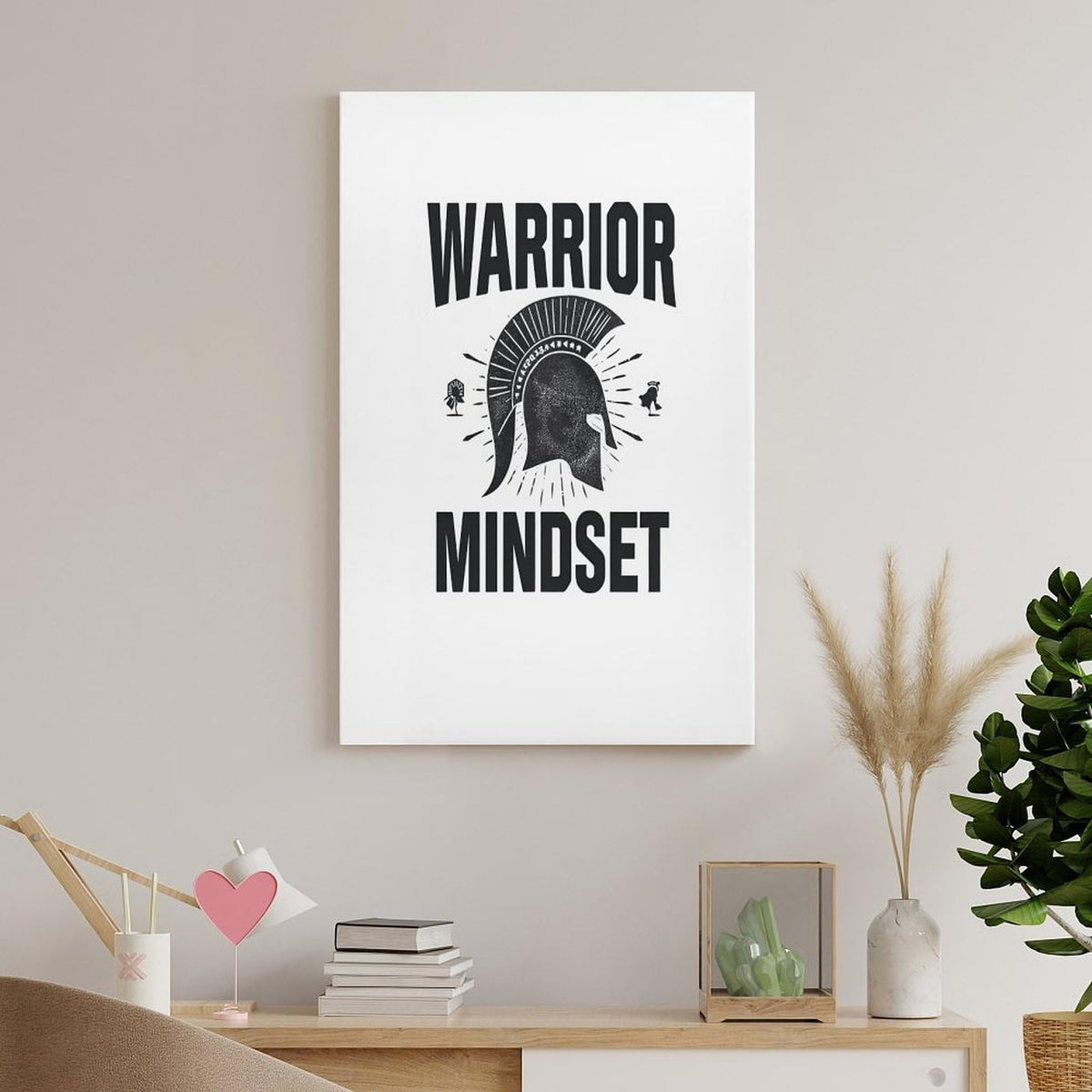 Warrior Mindset Spartan Helmet Canvas Printing Wall Art Prints Wall Decor Posters Minimalist Nordic Fitness Gym Bedroom Living Room Office Motivational Philosophy Decor 16x24inch (style-3 / 16x24inch(40x60cm) Unframe)