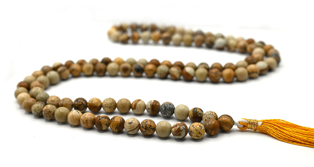 Picture Jasper Mala Beads (Picture Jasper / Plain)