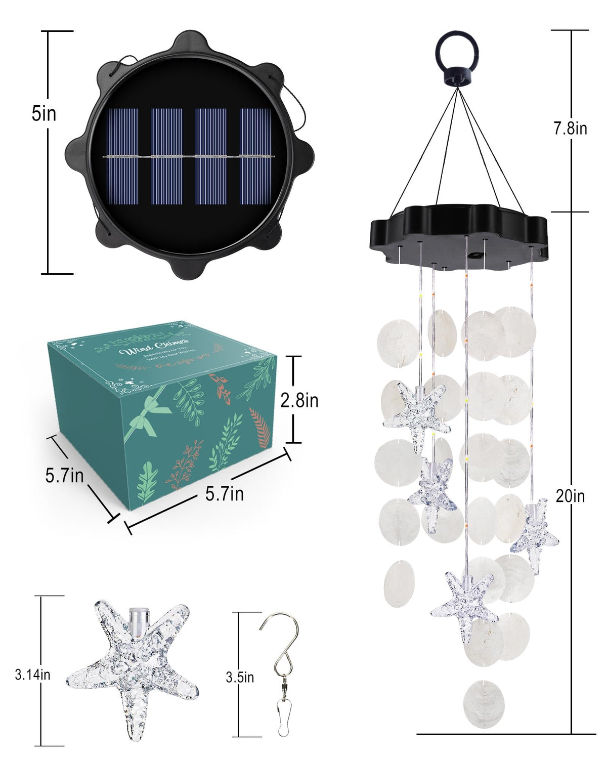 Solar Wind Chimes for Outside (White)
