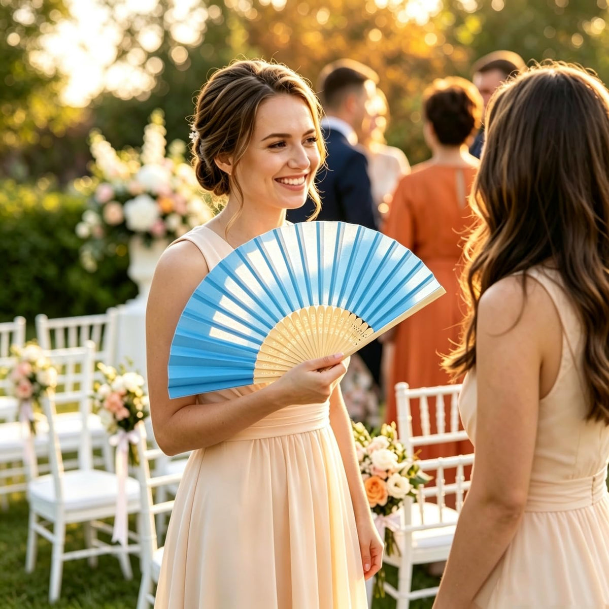 Paper Hand Fans (Blue-50)
