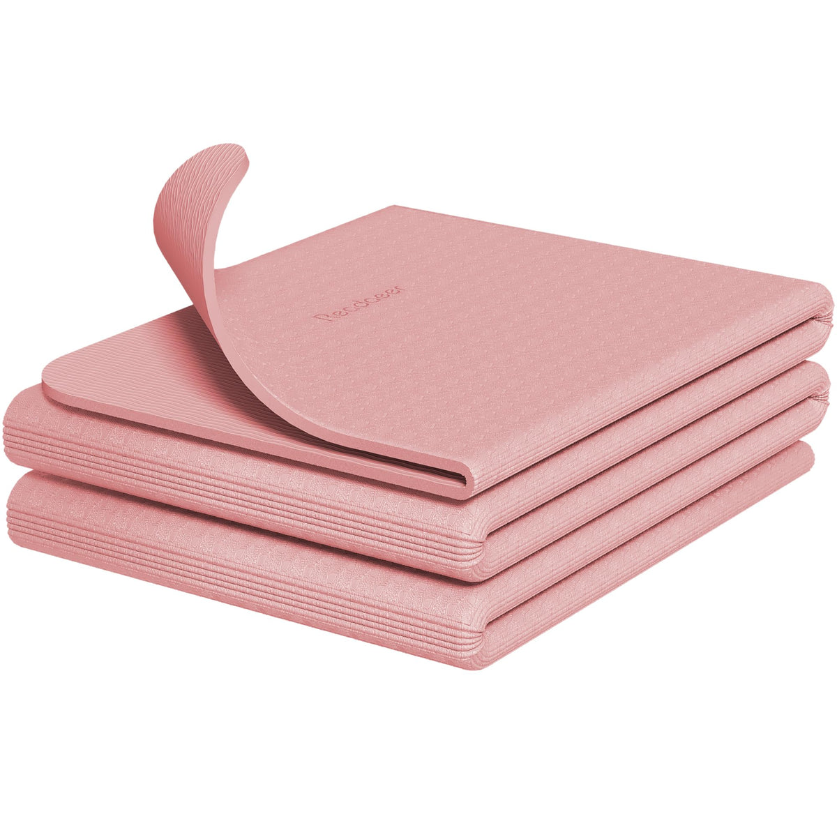 Foldable Yoga Mat for Travel Folding Yoga Mat 6mm Thick with Carrying Bag (Pink)