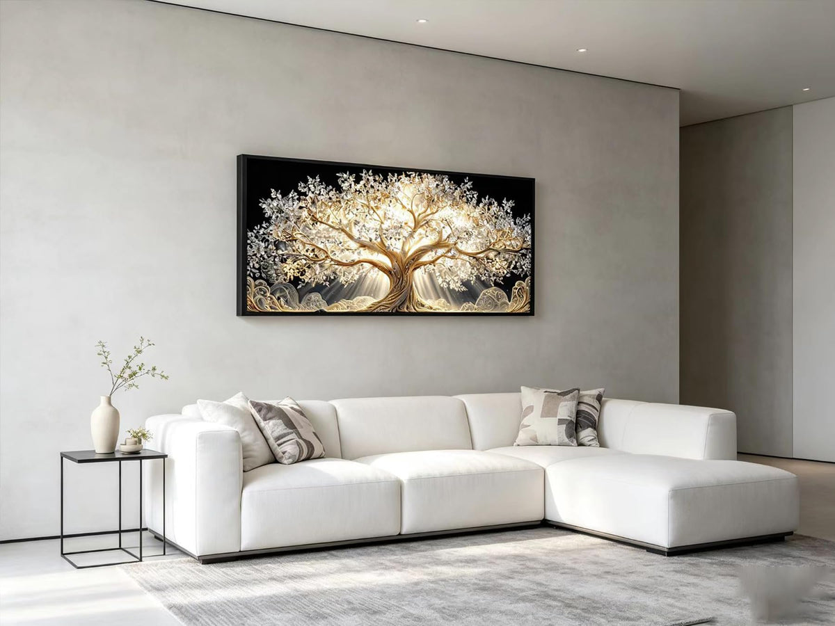 Tree of Life Framed Wall Art Textured Abstract Tree Canvas Wall Decor (Tree of Life / 32"L x 16"W)