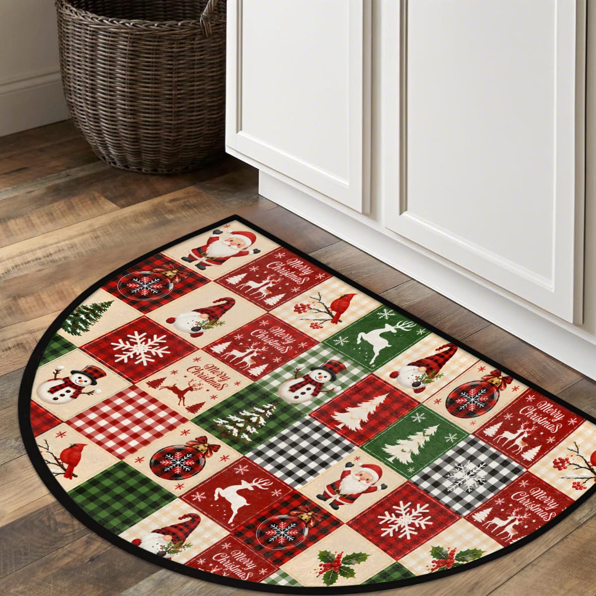 Christmas Half Round Rug Half Moon Door Mat Half Circle Rugs (Z: C-color 2)